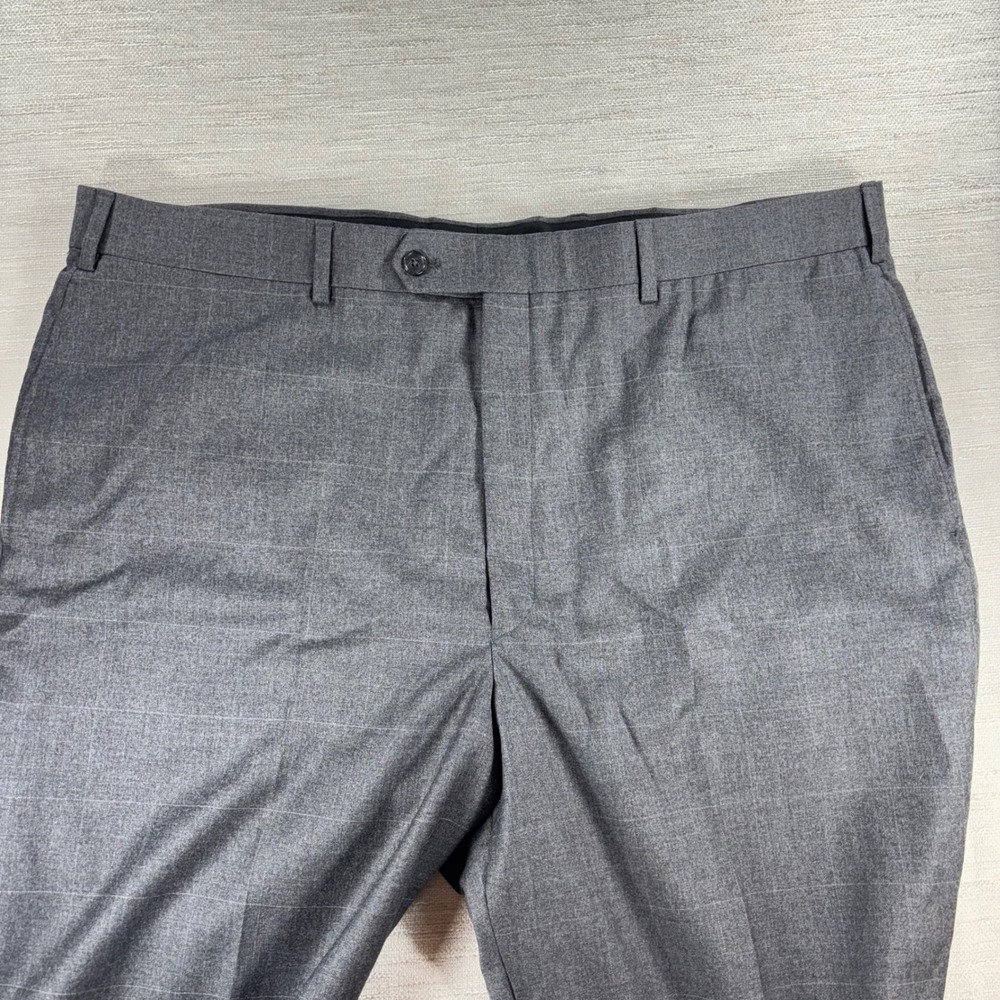 New Jos A Bank Traveler's Collection‎ 42 R Gray Plaid. 100% Wool Pants Unhemmed - Picture 12 of 14